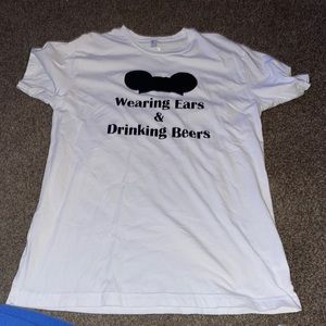 Wearing ears & Drinking beers Disney shirt white mens size large